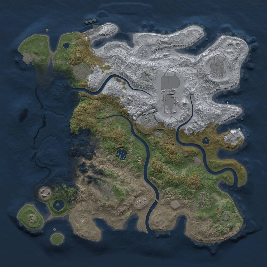 Rust Map: Procedural Map, Size: 3700, Seed: 523855768, 14 Monuments