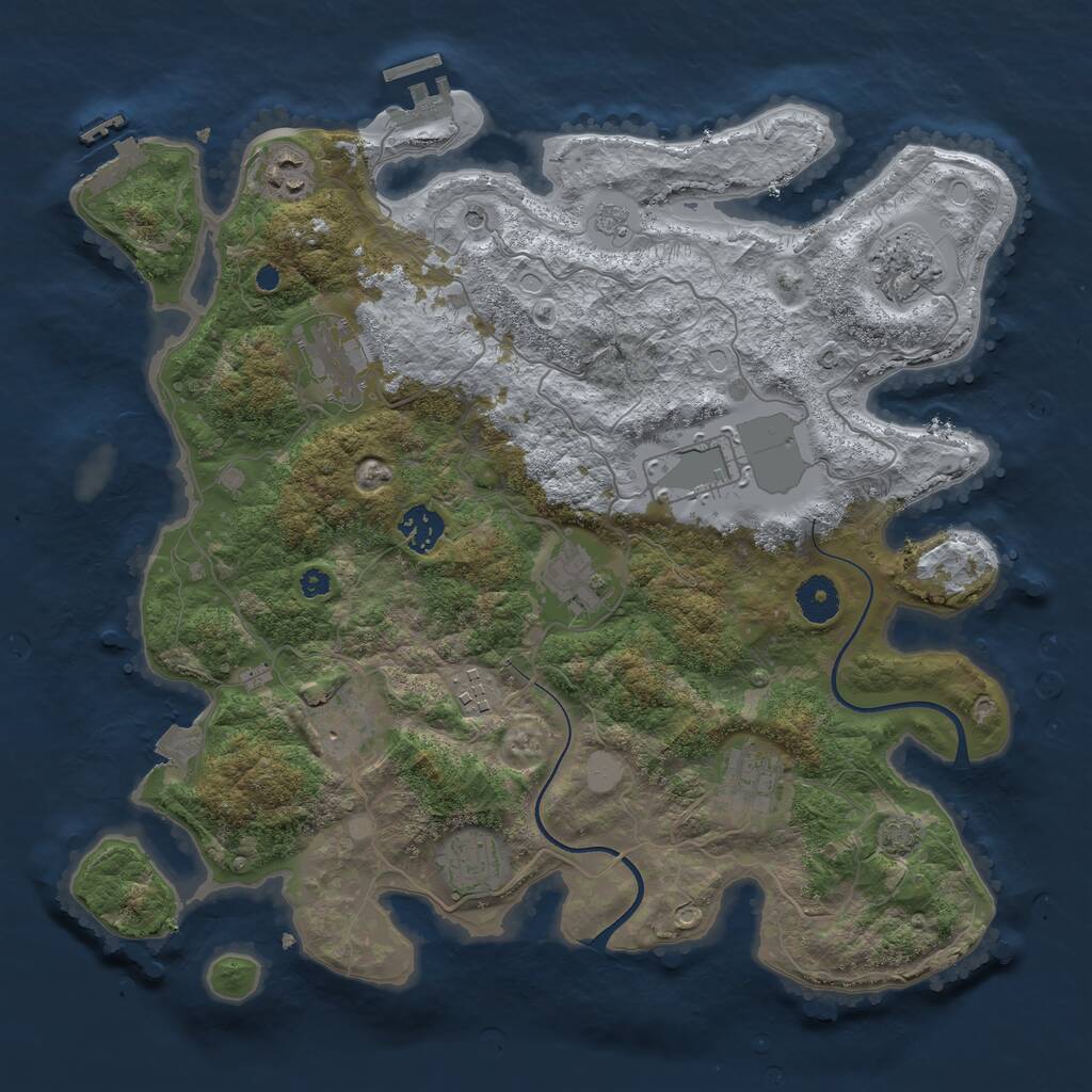 Rust Map: Procedural Map, Size: 3700, Seed: 523855768, 16 Monuments