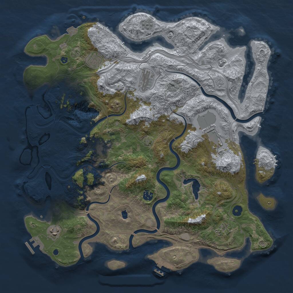 Rust Map: Procedural Map, Size: 4250, Seed: 136611271, 14 Monuments