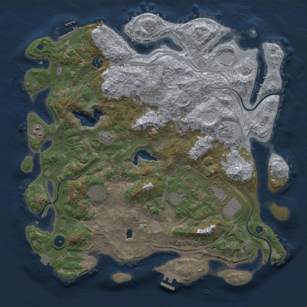 Rust Map: Procedural Map, Size: 4250, Seed: 136611271, 14 Monuments