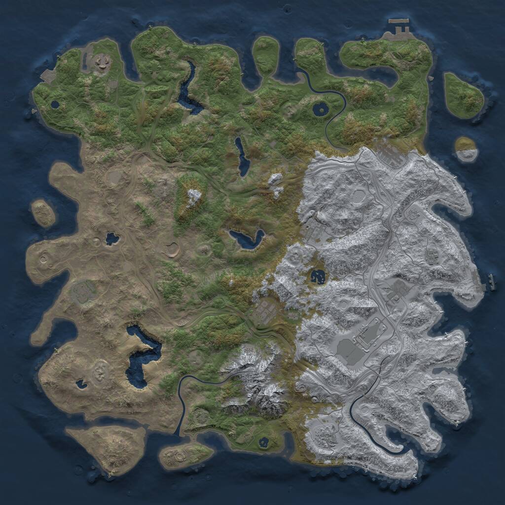 Rust Map: Procedural Map, Size: 5000, Seed: 877448226, 17 Monuments