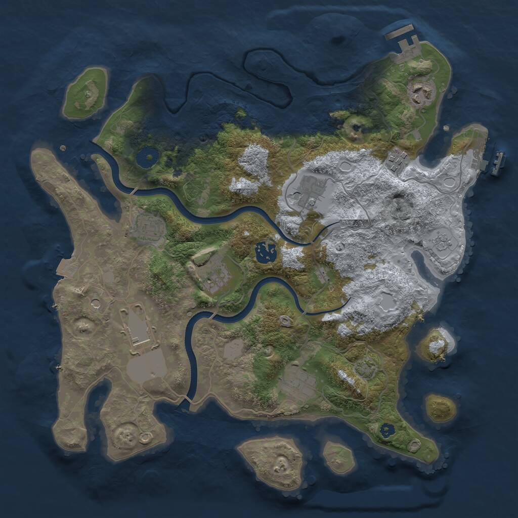 Rust Map: Procedural Map, Size: 3500, Seed: 2127632309, 14 Monuments