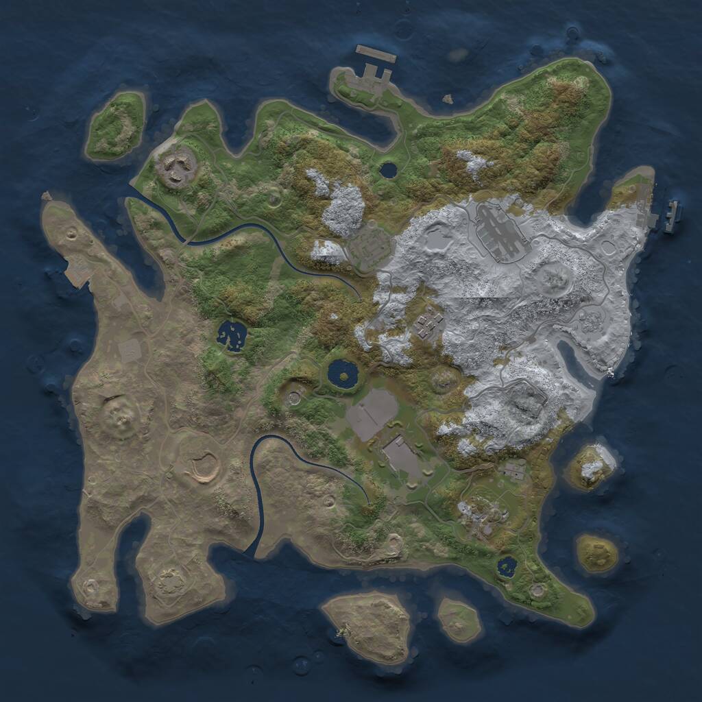 Rust Map: Procedural Map, Size: 3500, Seed: 2127632309, 14 Monuments