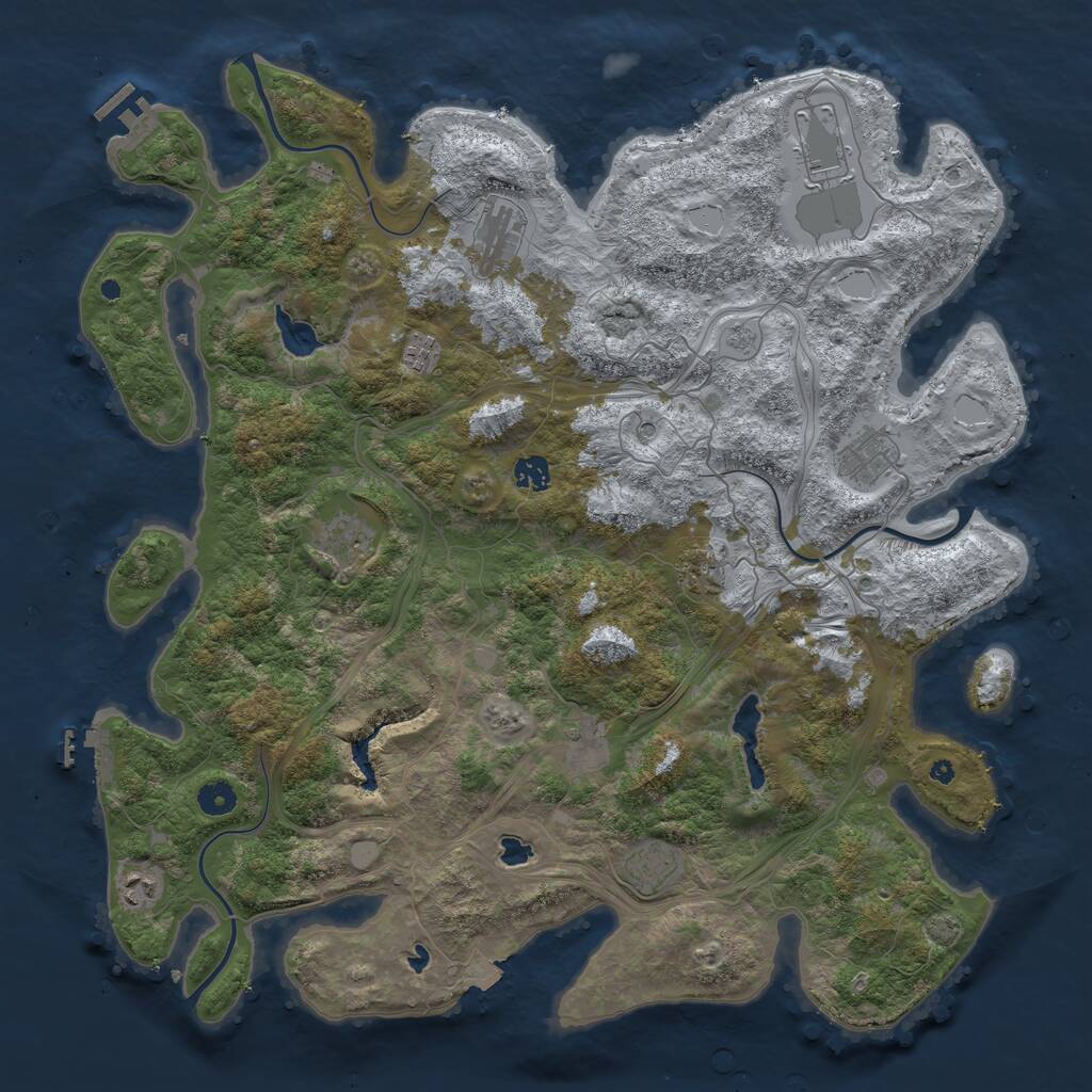 Rust Map: Procedural Map, Size: 4500, Seed: 1444935473, 16 Monuments