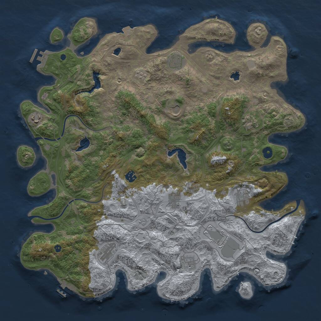 Rust Map: Procedural Map, Size: 4500, Seed: 1339443266, 17 Monuments