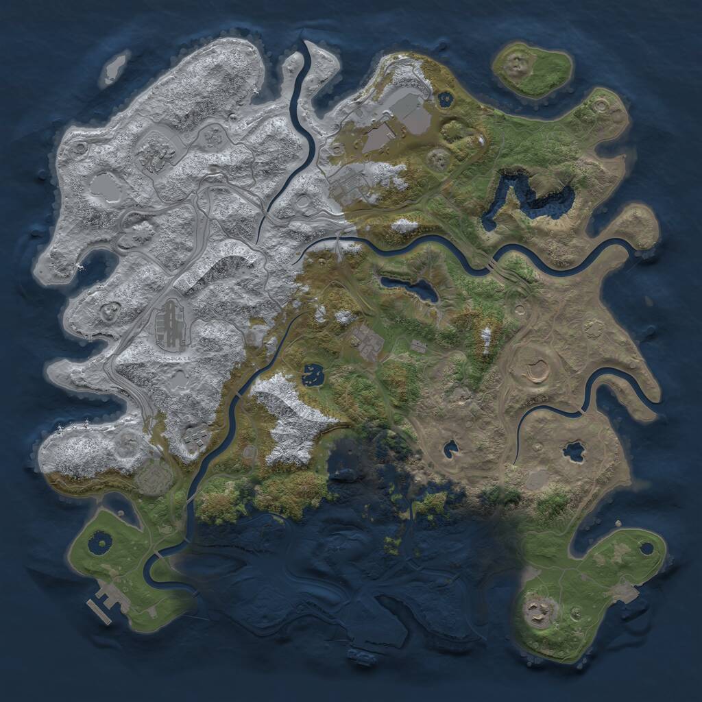 Rust Map: Procedural Map, Size: 4500, Seed: 1298075708, 17 Monuments