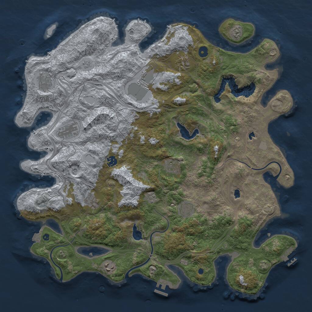 Rust Map: Procedural Map, Size: 4500, Seed: 1298075708, 16 Monuments