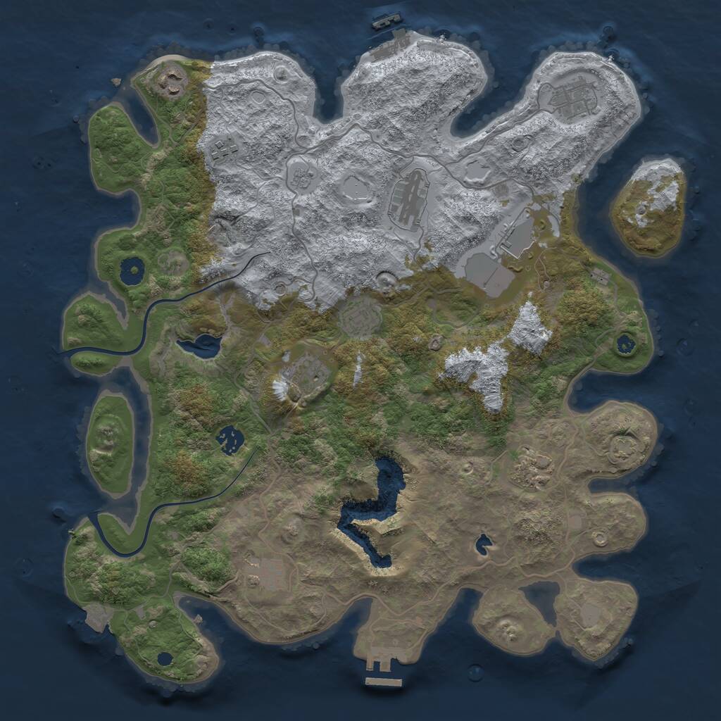 Rust Map: Procedural Map, Size: 4000, Seed: 153125754, 16 Monuments