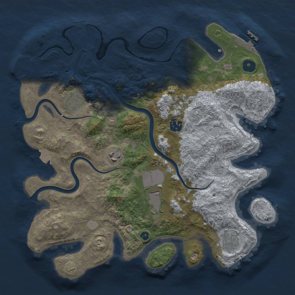 Rust Map: Procedural Map, Size: 3500, Seed: 1432495984, 11 Monuments