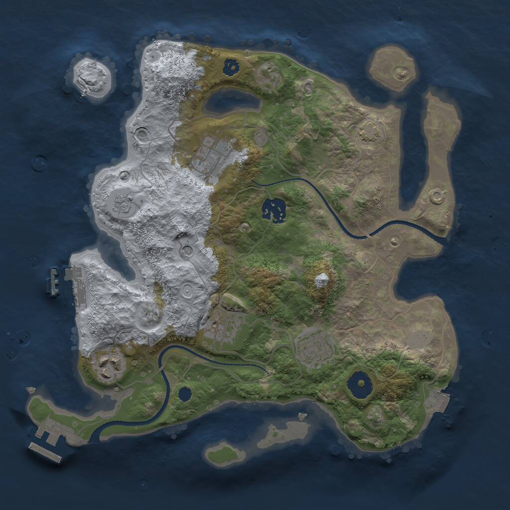 Rust Map: Procedural Map, Size: 3000, Seed: 684672041, 11 Monuments