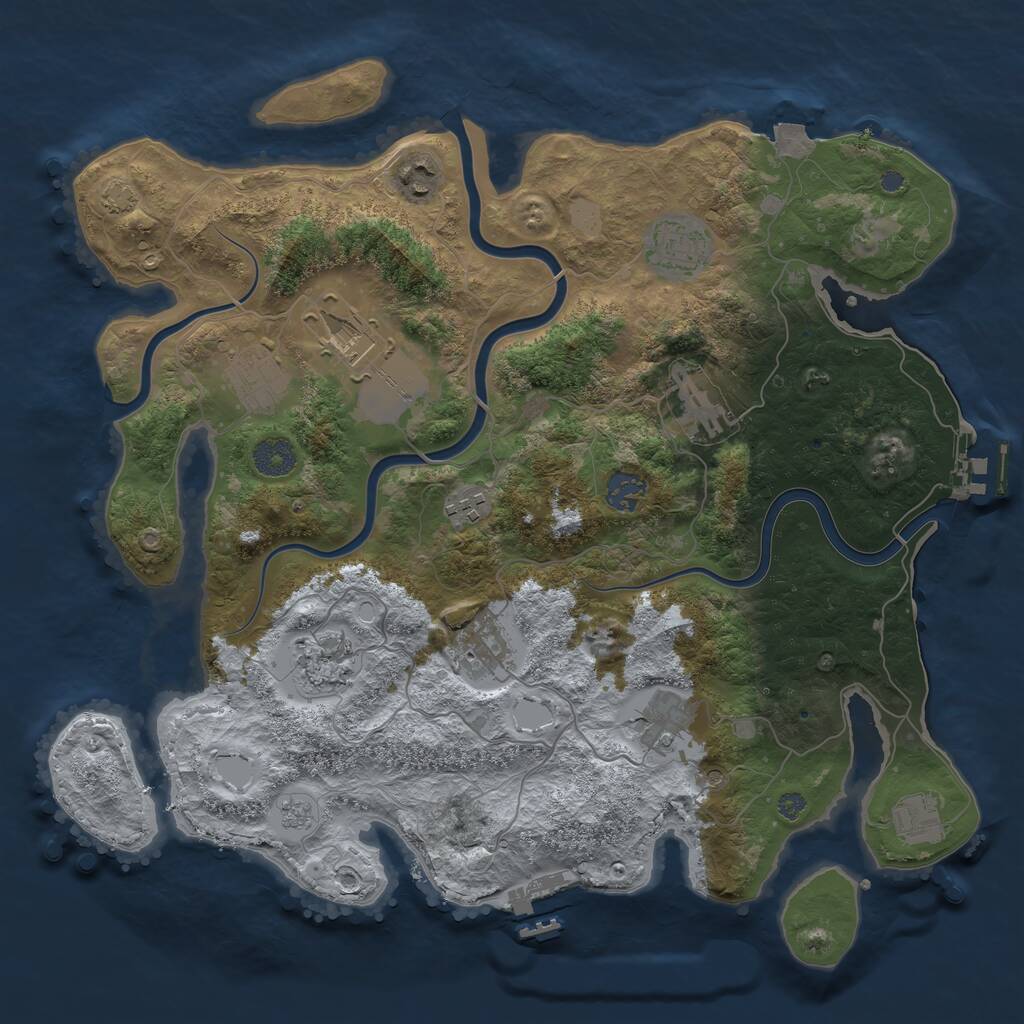 Rust Map: Procedural Map, Size: 3800, Seed: 535213, 16 Monuments