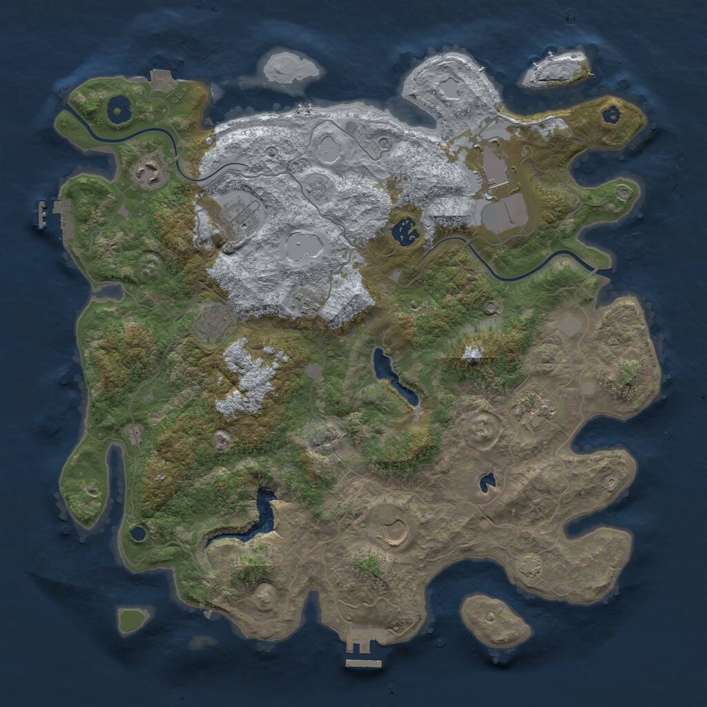 Rust Map: Procedural Map, Size: 4000, Seed: 1099370067, 14 Monuments