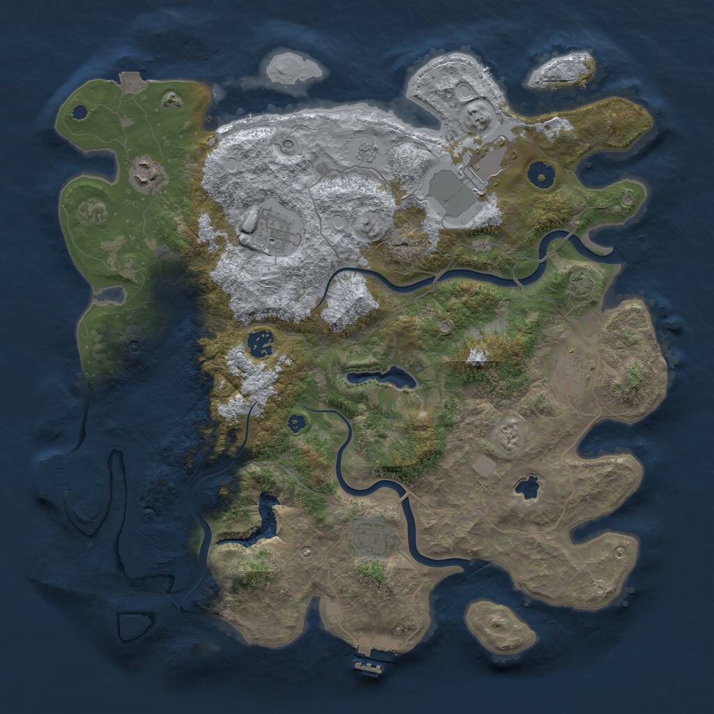 Rust Map: Procedural Map, Size: 4000, Seed: 1099370067, 12 Monuments
