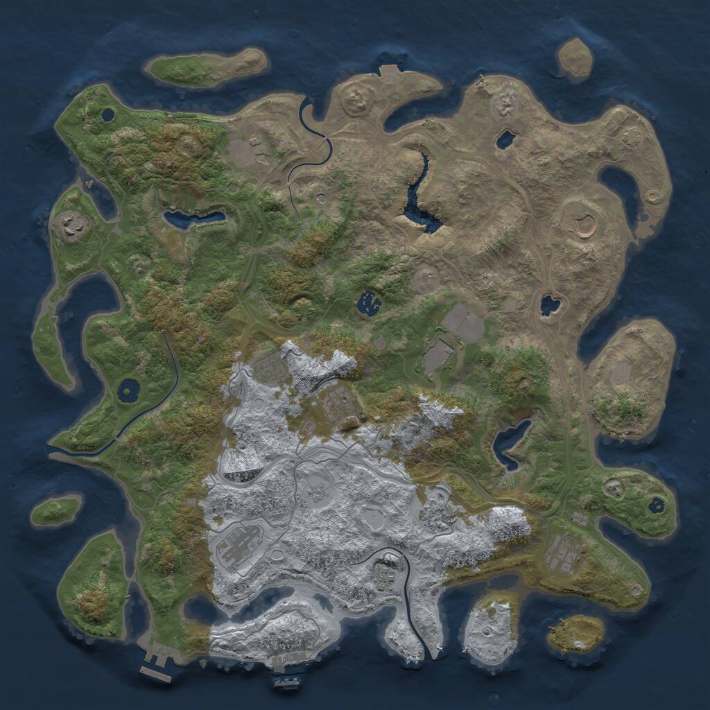 Rust Map: Procedural Map, Size: 4500, Seed: 717029462, 17 Monuments