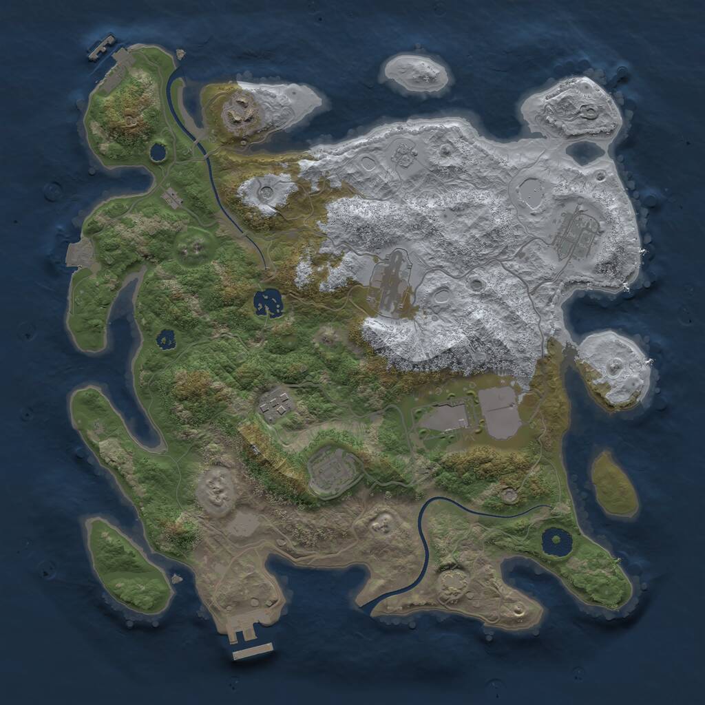 Rust Map: Procedural Map, Size: 3500, Seed: 44383973, 13 Monuments