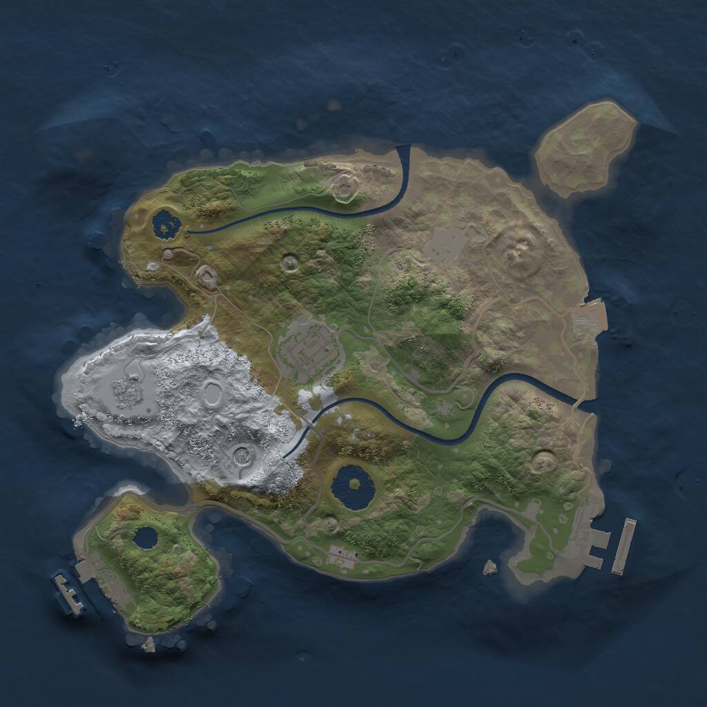 Rust Map: Procedural Map, Size: 2500, Seed: 2052952684, 6 Monuments