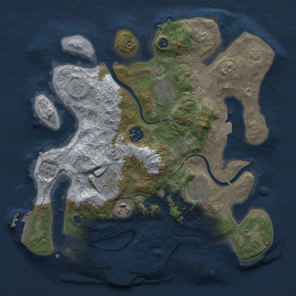 Rust Map: Procedural Map, Size: 3000, Seed: 1825711535, 12 Monuments