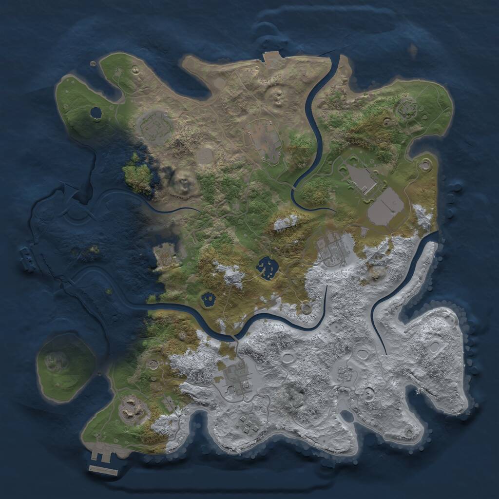 Rust Map: Procedural Map, Size: 3500, Seed: 1015400011, 15 Monuments
