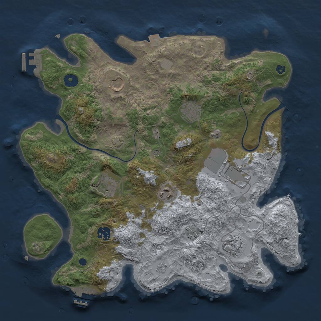 Rust Map: Procedural Map, Size: 3500, Seed: 1015400011, 14 Monuments