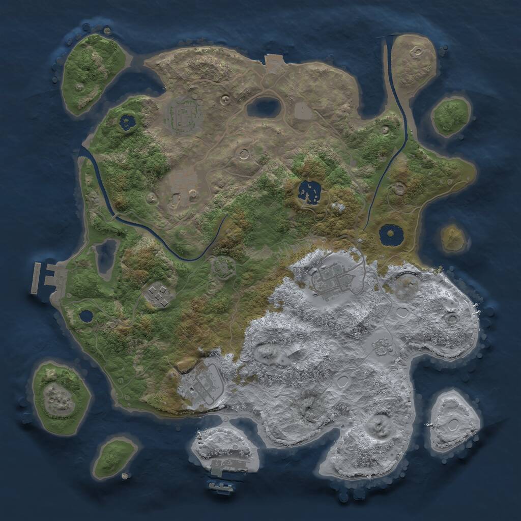 Rust Map: Procedural Map, Size: 3300, Seed: 1765186246, 12 Monuments