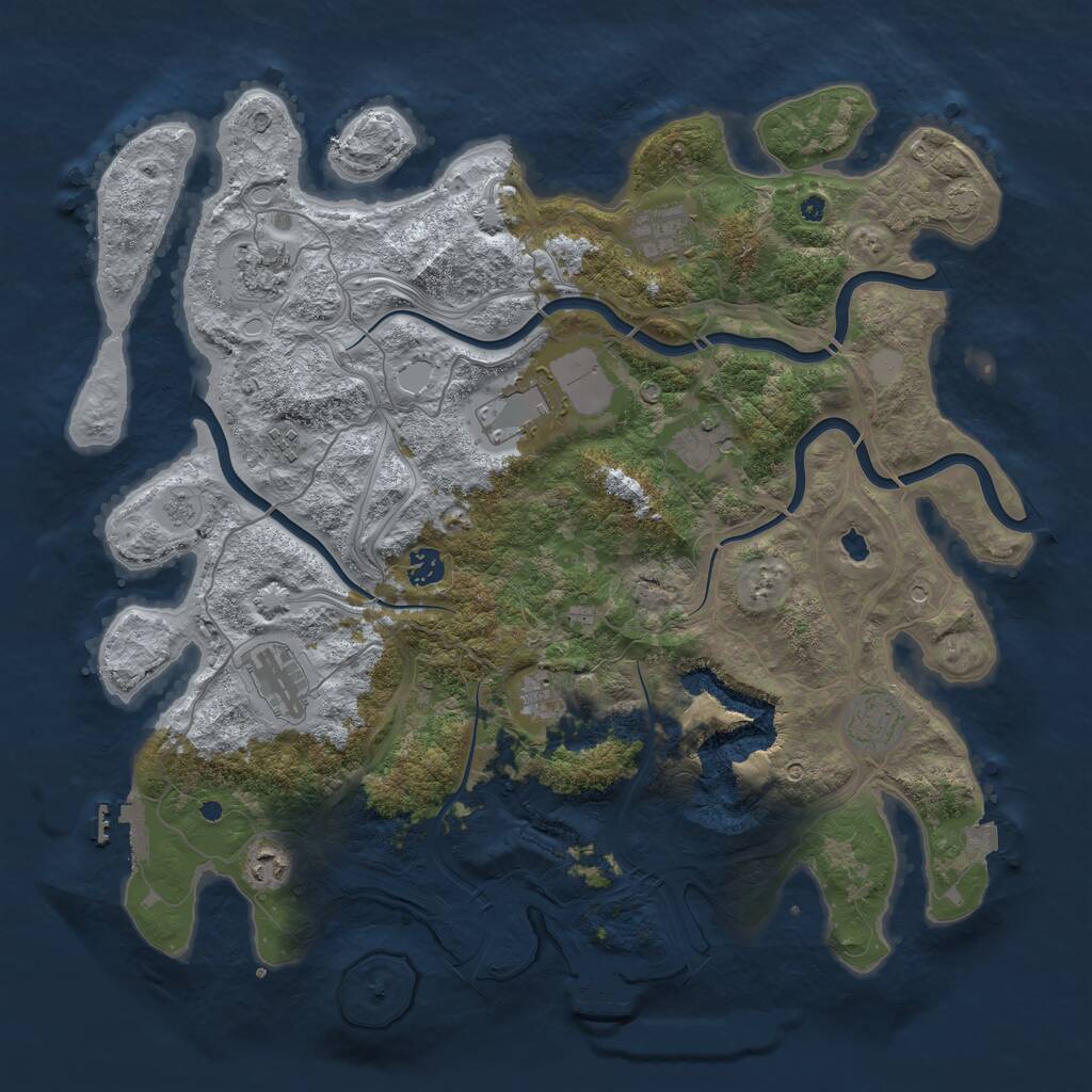 Rust Map: Procedural Map, Size: 4300, Seed: 39589109, 16 Monuments