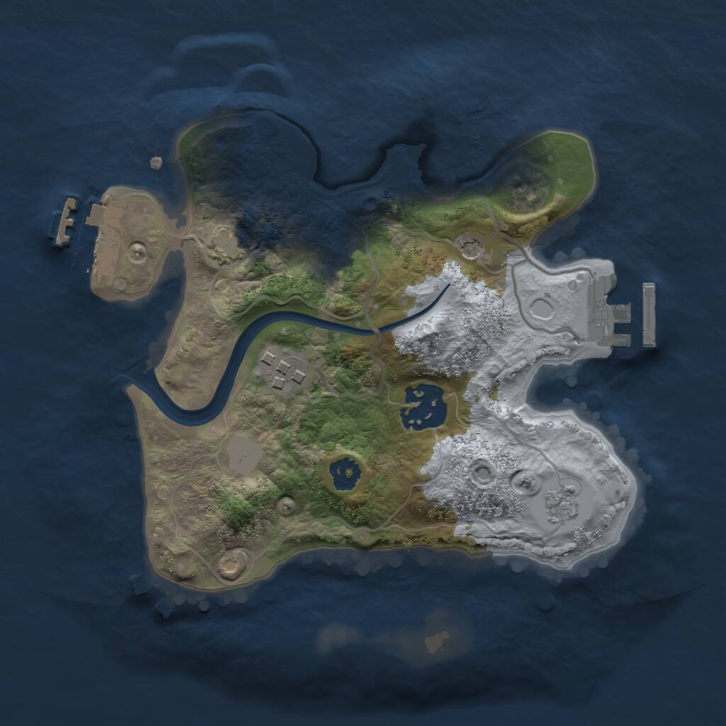 Rust Map: Procedural Map, Size: 2300, Seed: 493977760, 8 Monuments