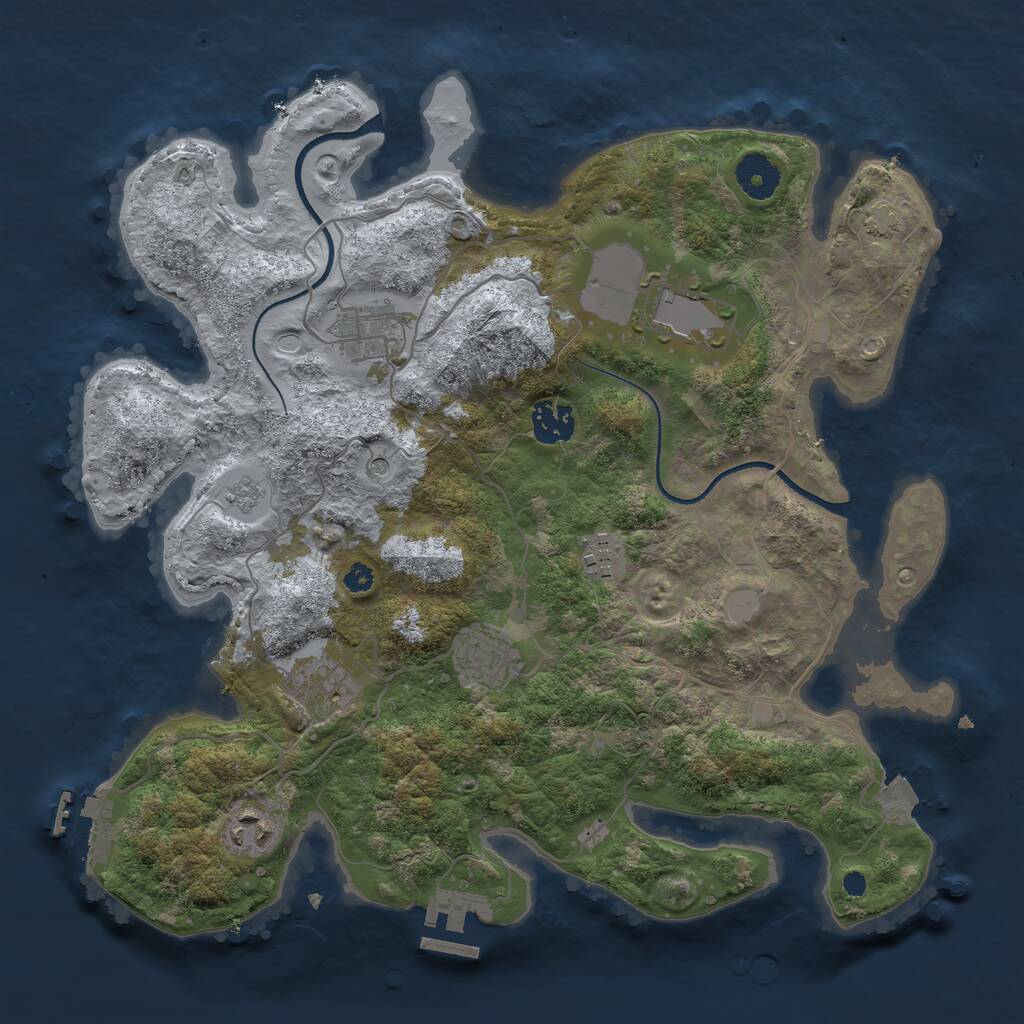 Rust Map: Procedural Map, Size: 3500, Seed: 416660567, 13 Monuments