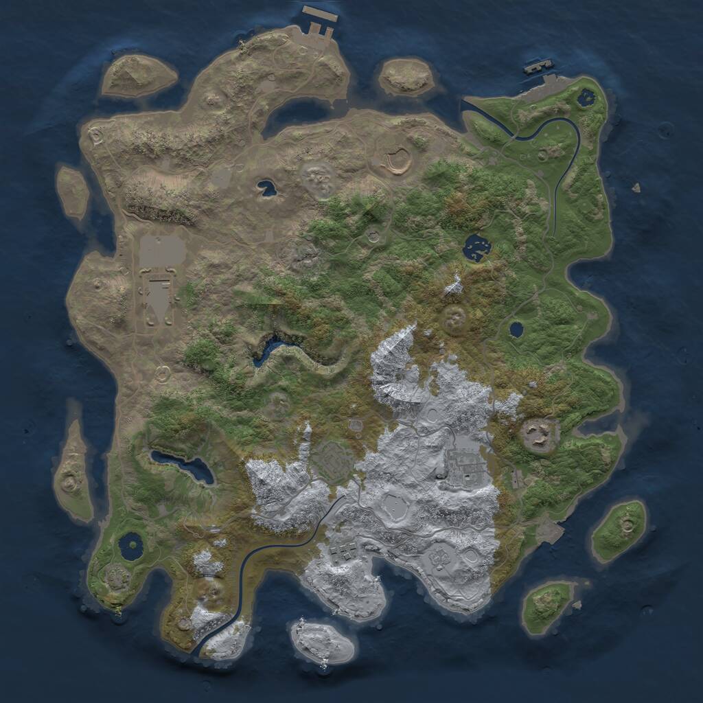 Rust Map: Procedural Map, Size: 4000, Seed: 1890434290, 13 Monuments