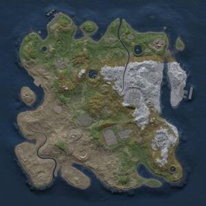 Thumbnail Rust Map: Procedural Map, Size: 3500, Seed: 958374736, 14 Monuments