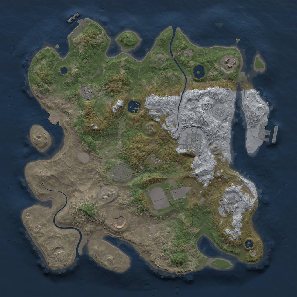 Rust Map: Procedural Map, Size: 3500, Seed: 958374736, 14 Monuments