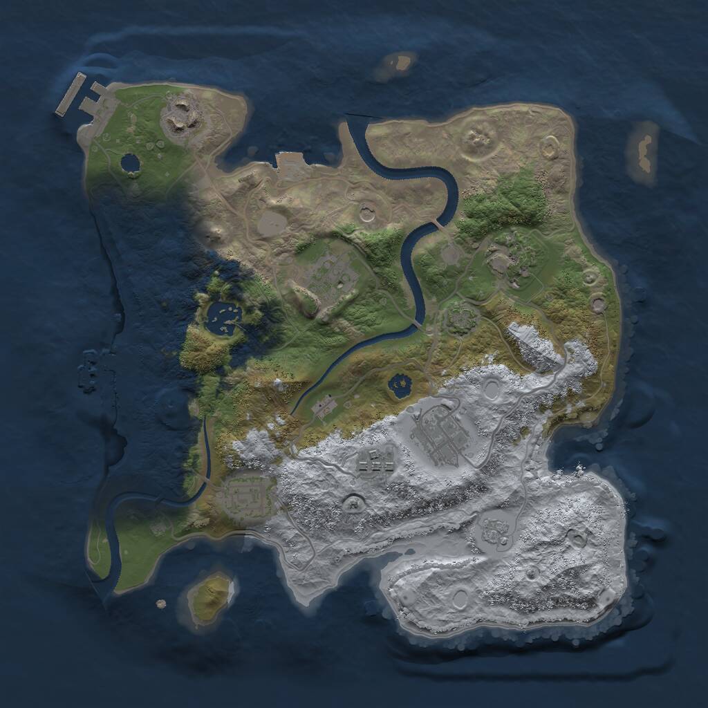 Rust Map: Procedural Map, Size: 3000, Seed: 231034224, 13 Monuments