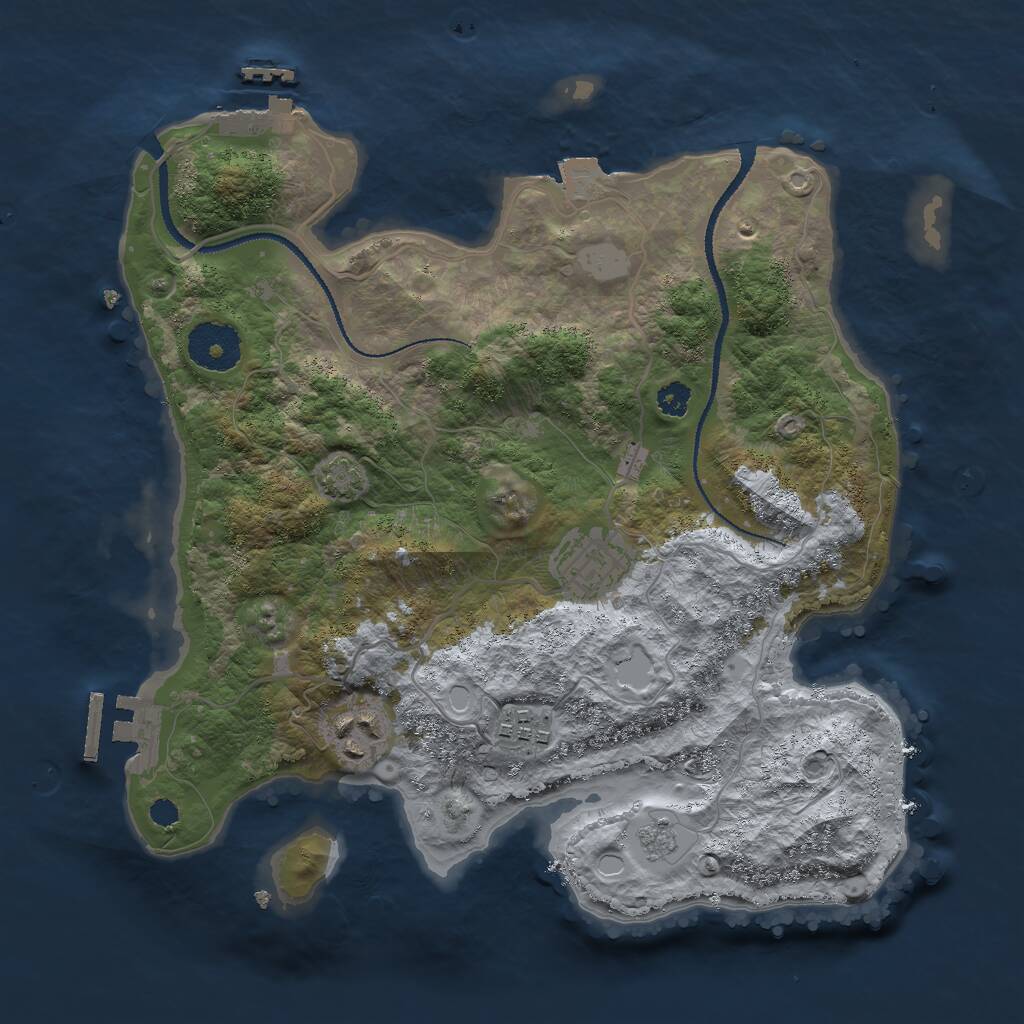 Rust Map: Procedural Map, Size: 3000, Seed: 231034224, 8 Monuments