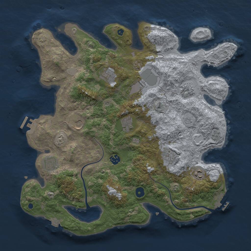 Rust Map: Procedural Map, Size: 3900, Seed: 30090000, 16 Monuments