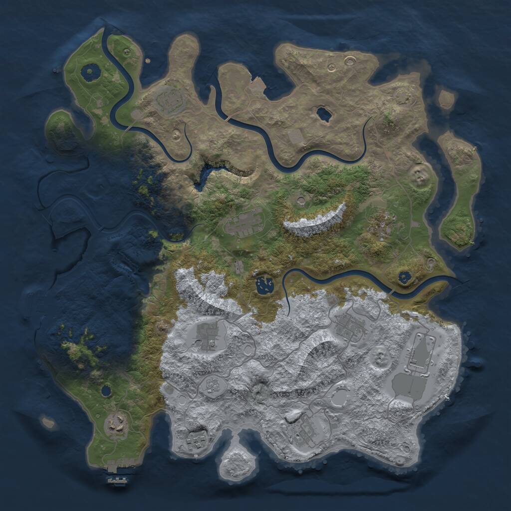 Rust Map: Procedural Map, Size: 4098, Seed: 50000, 16 Monuments