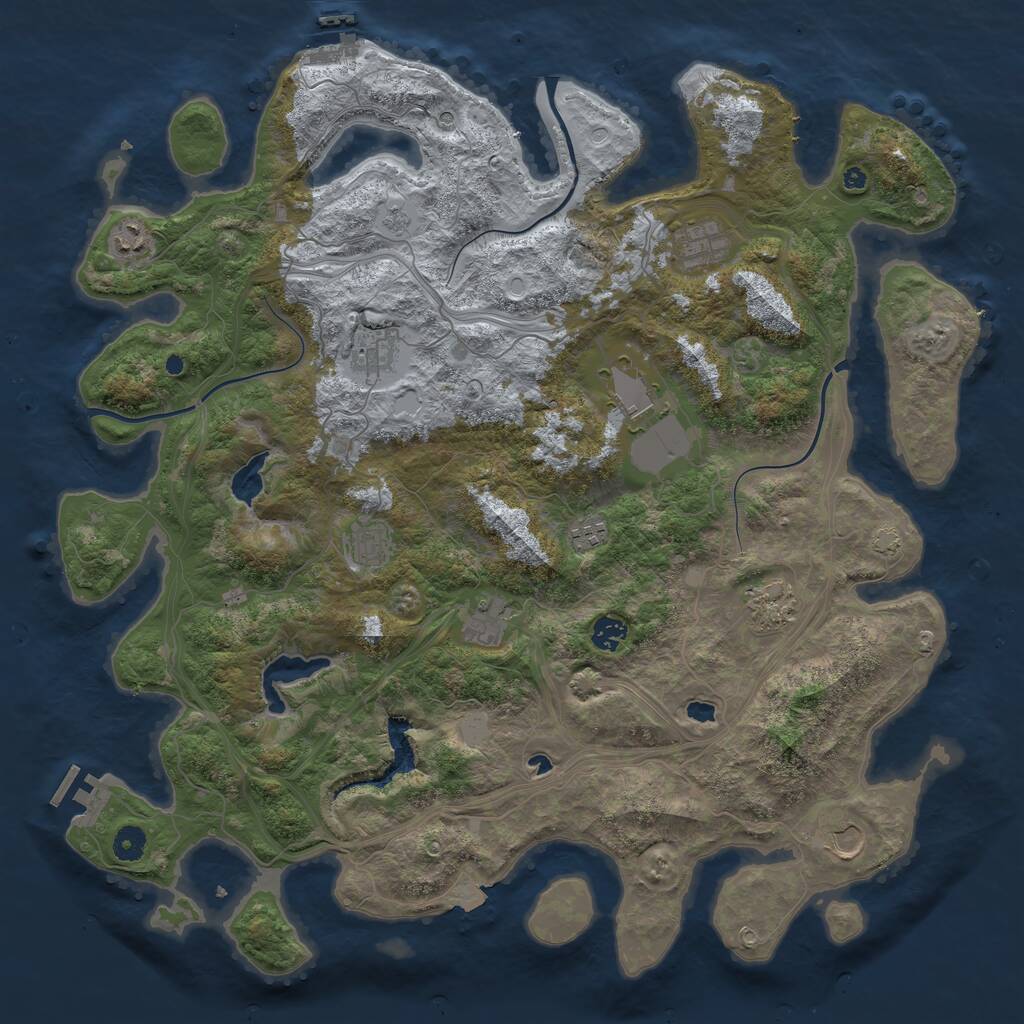 Rust Map: Procedural Map, Size: 4500, Seed: 738502535, 16 Monuments