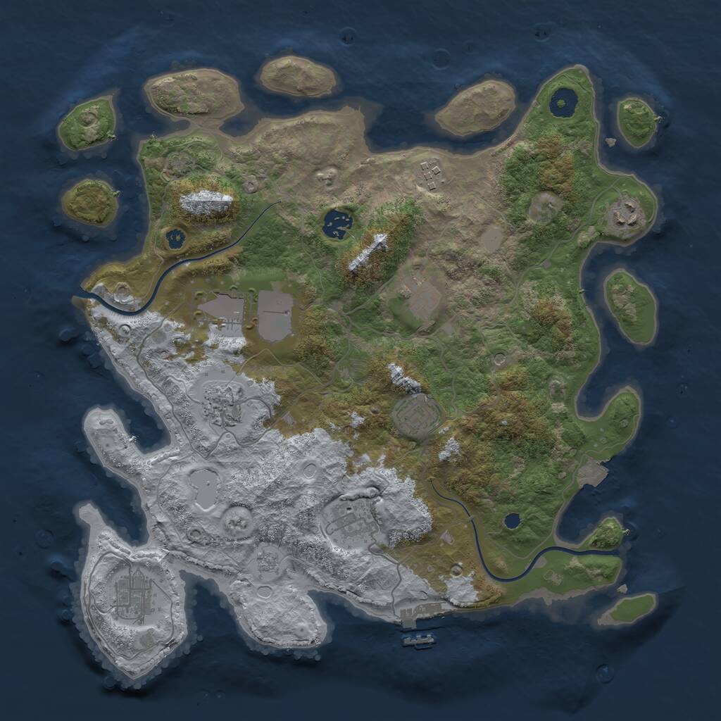 Rust Map: Procedural Map, Size: 3750, Seed: 1884972977, 14 Monuments