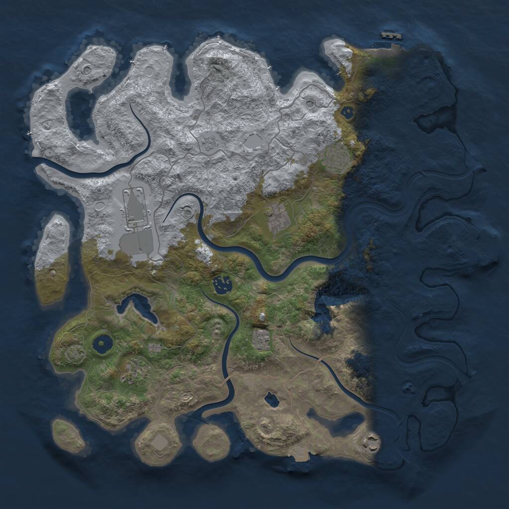 Rust Map: Procedural Map, Size: 4000, Seed: 32993, 13 Monuments