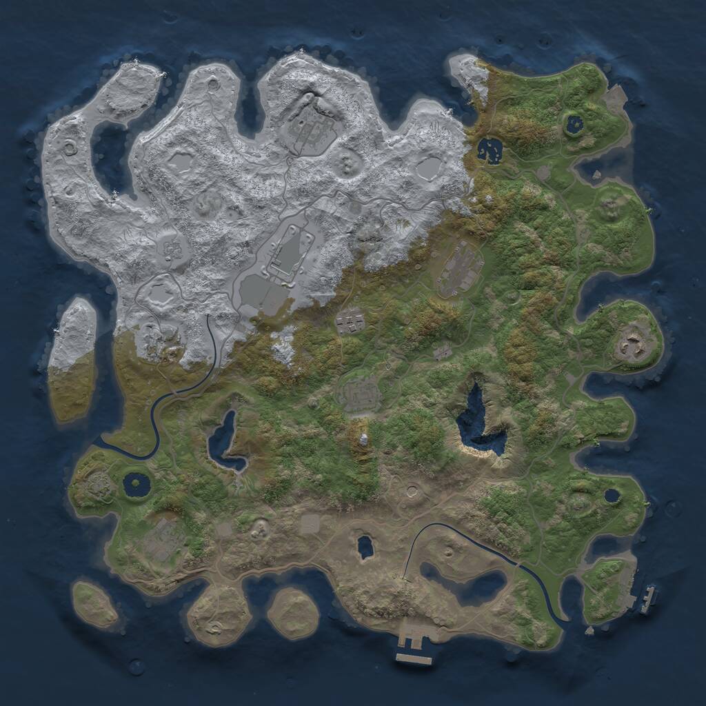 Rust Map: Procedural Map, Size: 4000, Seed: 32993, 15 Monuments