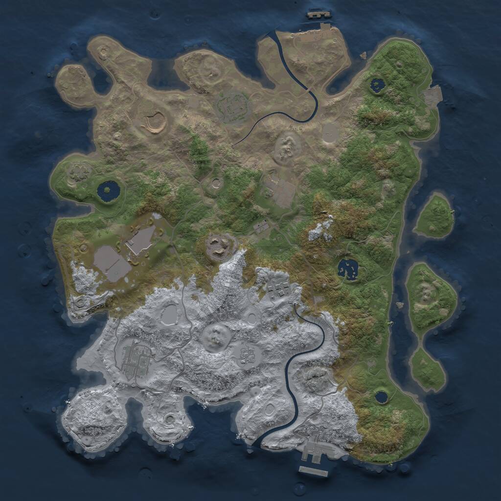 Rust Map: Procedural Map, Size: 3500, Seed: 1927095990, 14 Monuments