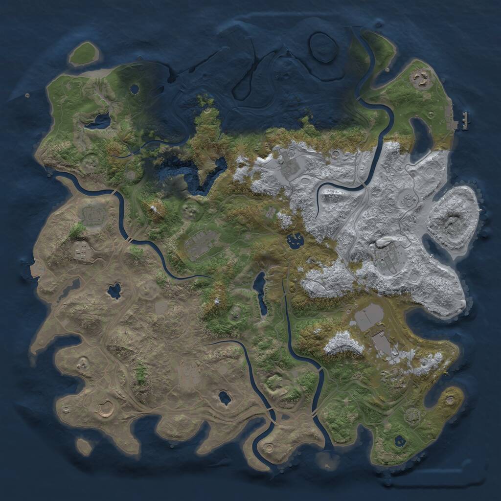 Rust Map: Procedural Map, Size: 4500, Seed: 1755291785, 17 Monuments