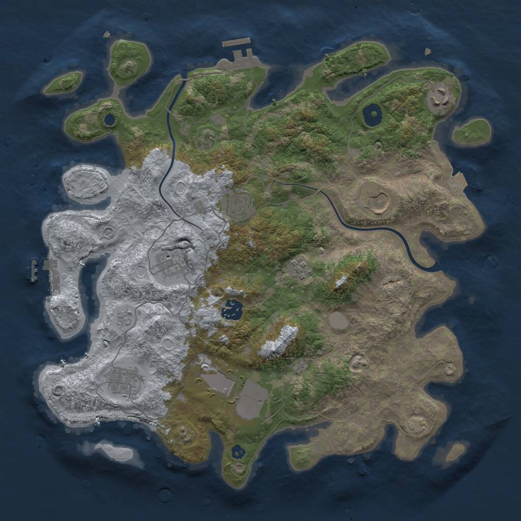 Rust Map: Procedural Map, Size: 3700, Seed: 2004111641, 14 Monuments