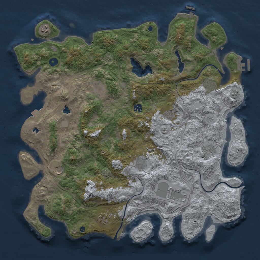 Rust Map: Procedural Map, Size: 4500, Seed: 1424707708, 17 Monuments