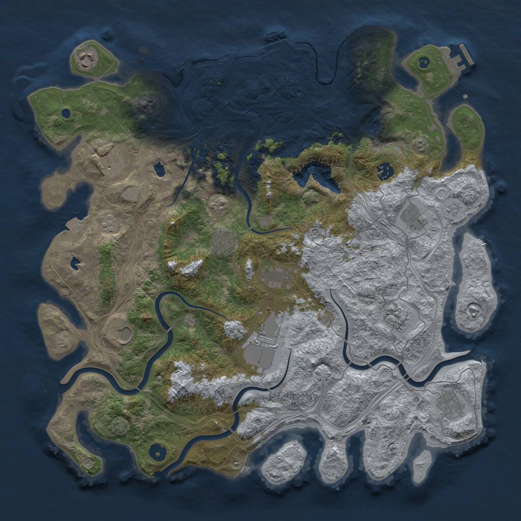 Rust Map: Procedural Map, Size: 4500, Seed: 1424707708, 17 Monuments