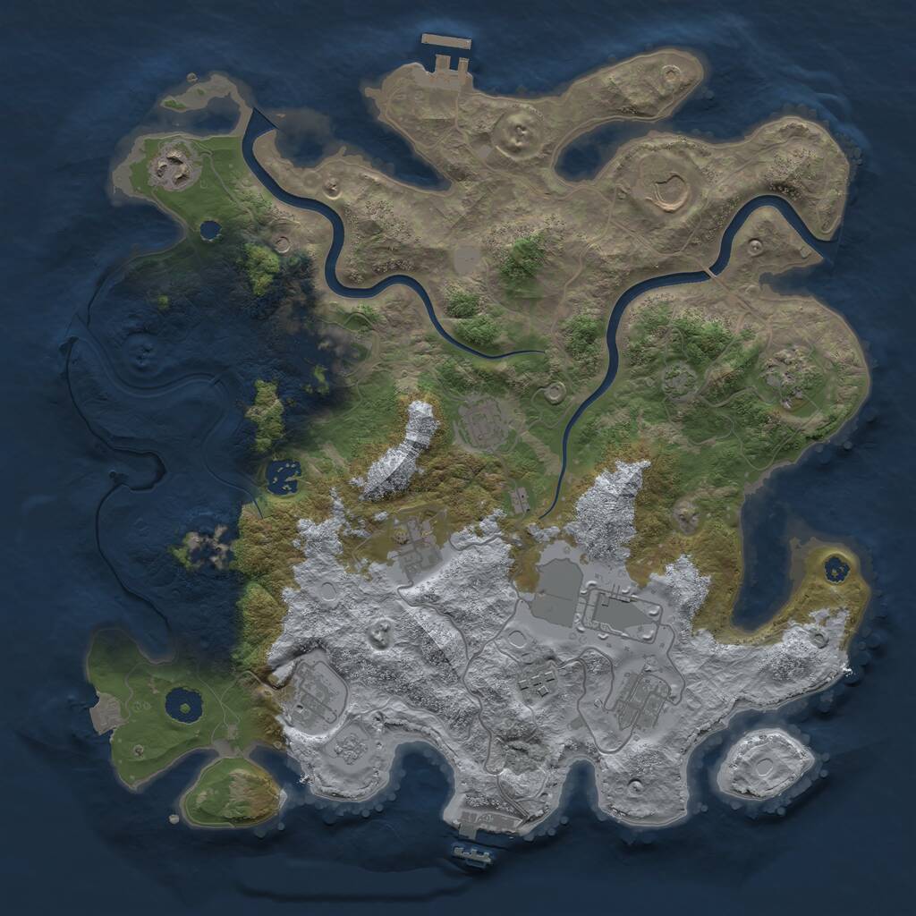 Rust Map: Procedural Map, Size: 3750, Seed: 2047344450, 17 Monuments
