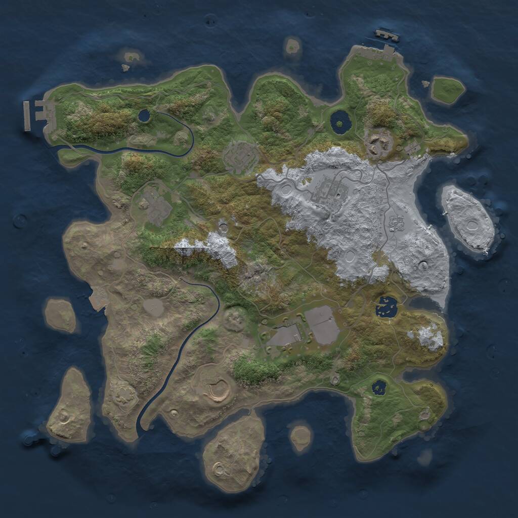 Rust Map: Procedural Map, Size: 3500, Seed: 255632422, 13 Monuments