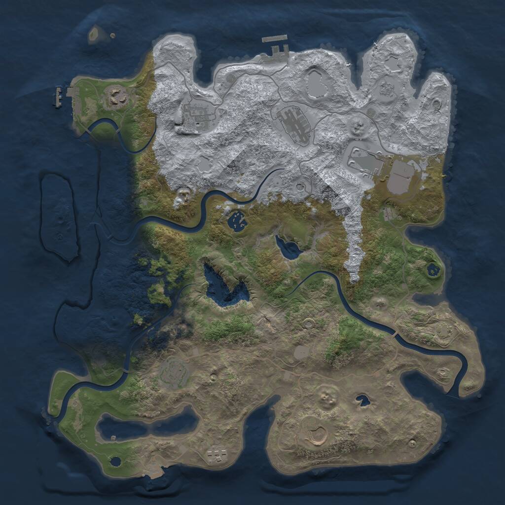 Rust Map: Procedural Map, Size: 4000, Seed: 801627317, 14 Monuments