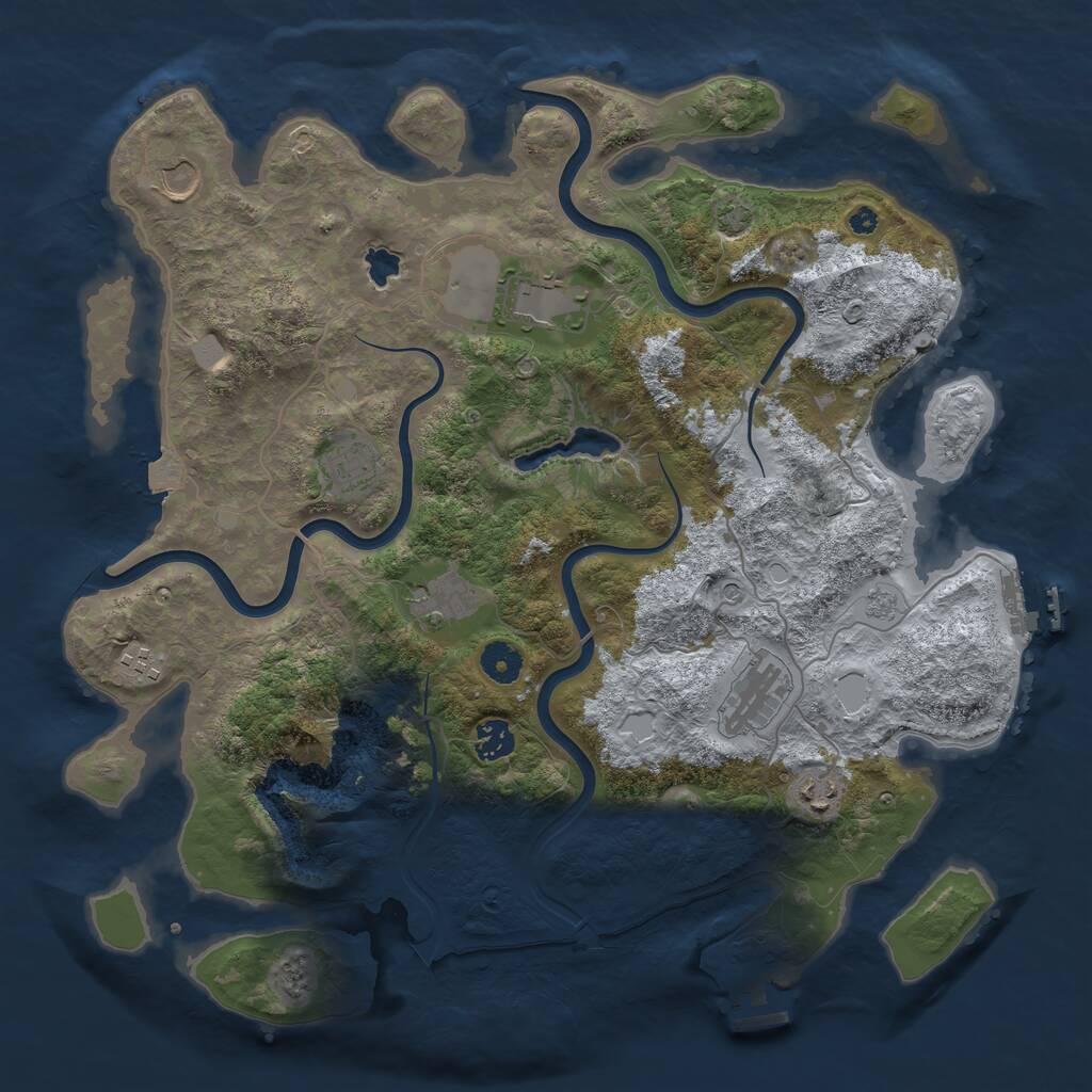 Rust Map: Procedural Map, Size: 4000, Seed: 1052569440, 14 Monuments