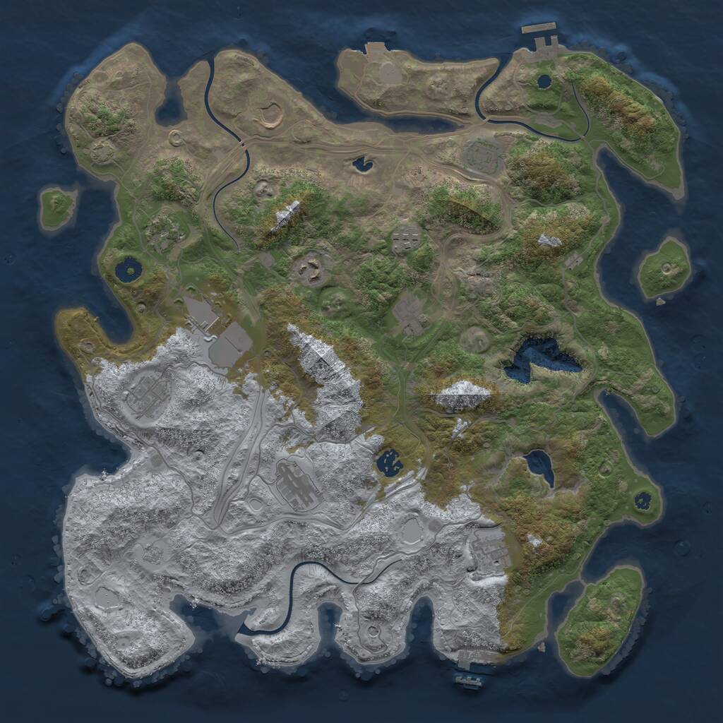 Rust Map: Procedural Map, Size: 4250, Seed: 1394346238, 17 Monuments