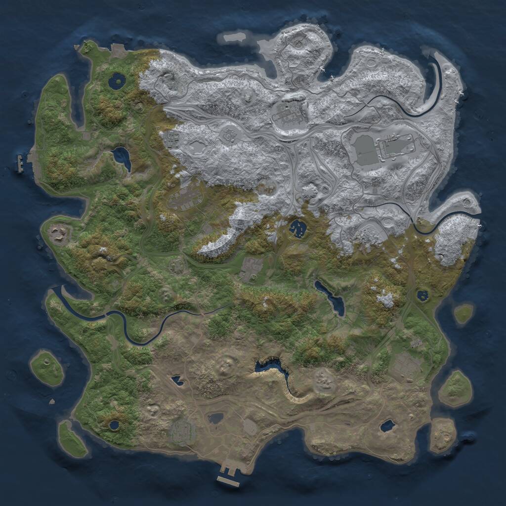 Rust Map: Procedural Map, Size: 4500, Seed: 1262599316, 16 Monuments