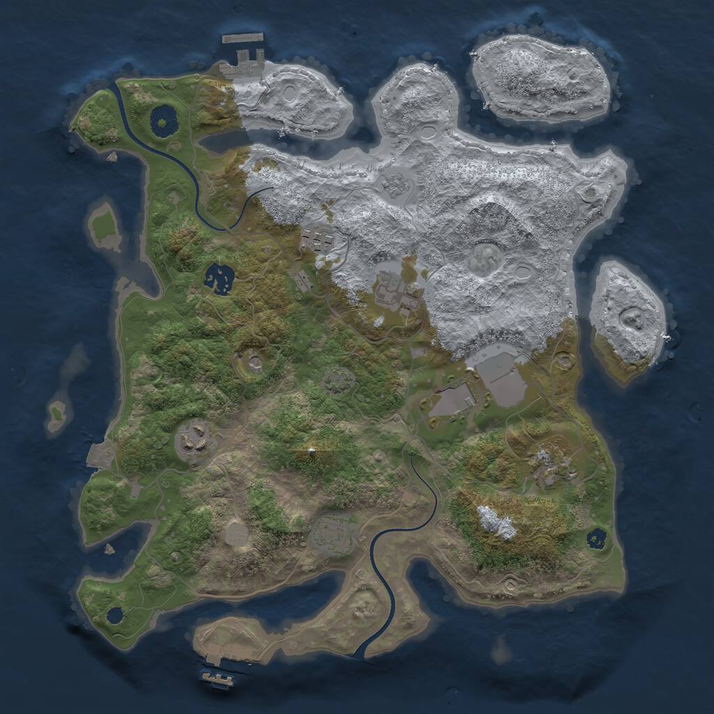 Rust Map: Procedural Map, Size: 3500, Seed: 246861288, 13 Monuments